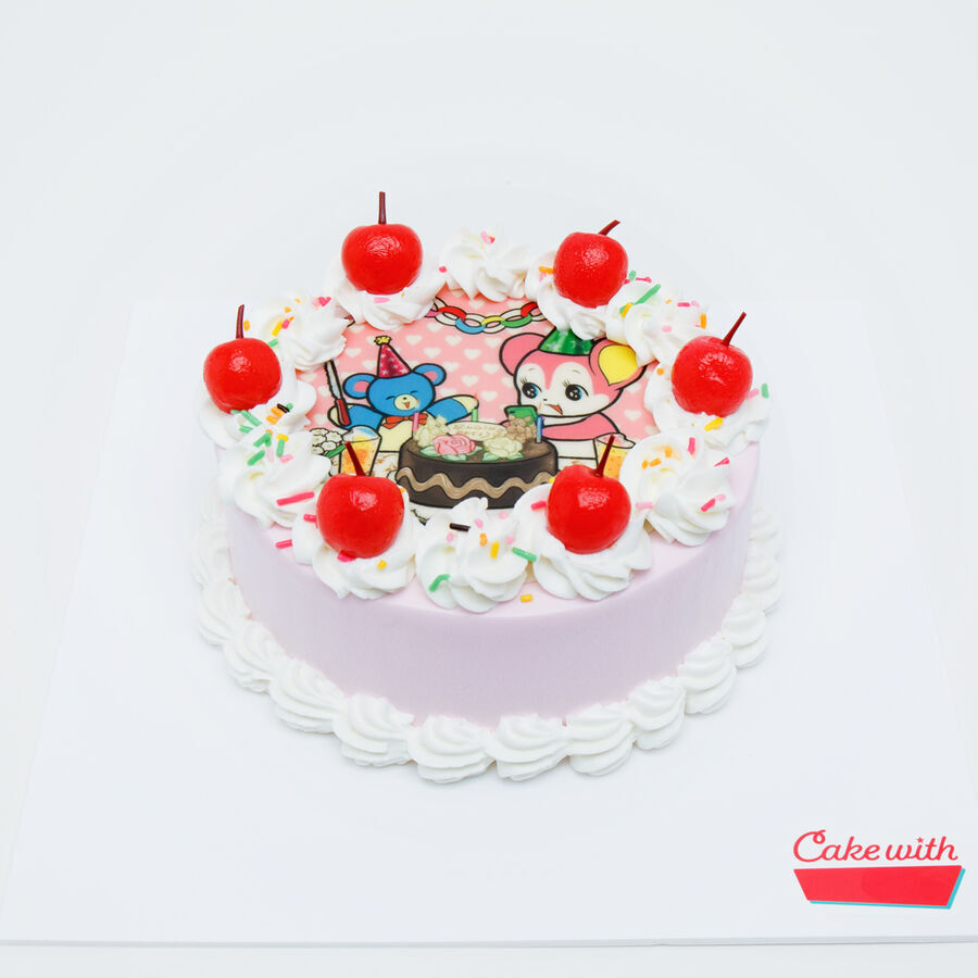 Cake with “あなたがデザイナー♪「スマホ依存の昭和のクマちゃん」ラブリーケーキ” 6,800円(税込)