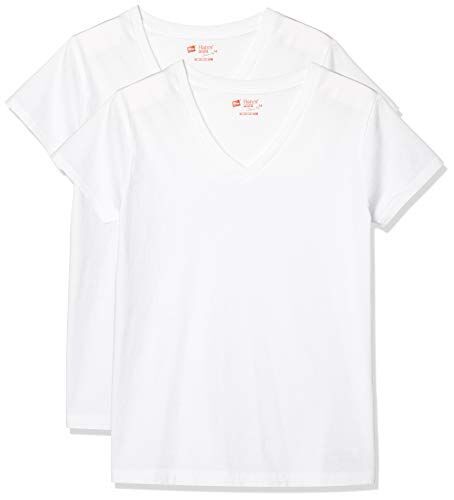 [ヘインズ] Tシャツ ジャパンフィット Japan Fit FOR HER Vネック 2枚組 5.3オンス HW5315 レディース ホワイト M