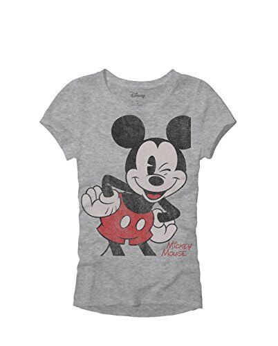 ミッキーマウス レディース グラフィックTシャツ ジュニア用 クラシックヴィンテージ ディズニーランド ワールドTシャツ US サイズ: Medium カラー: グレー