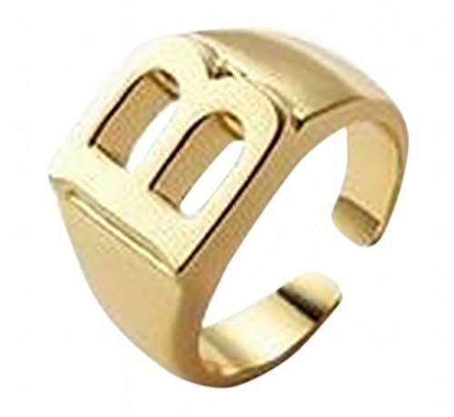 Plus Nao(プラスナオ) 指輪 リング アルファベット イニシャル ゴールド シンプル おしゃれ 太い レディース 女性 アクセサリー 小物 プレ - B