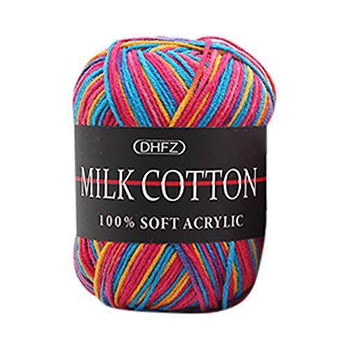 毛糸 並太 ウール100 1玉50g 編み糸 アソートカラー 手芸糸 編み物 毛糸セット カラーランダム たわし 1玉当たり 50g 約136m Knitting Crochet Milk Soft Baby Cotton Wool Yarn (E)