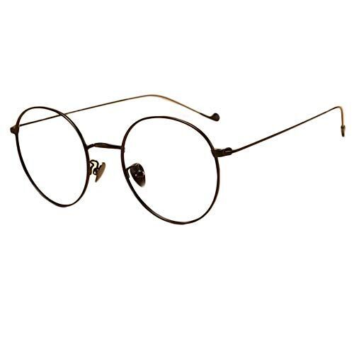 ビンテージメタルラウンド眼鏡フレームレトロな眼鏡フレームメンズレディースアイウェア交換、ブラック
