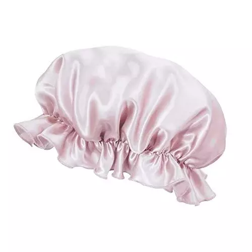 キュライン ナイトキャップ シルク 天然シルク100% ヘアキャップ 保湿 美髪 ヘアケア 就寝用 ベビーピンク