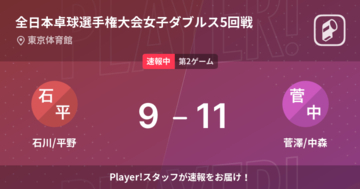 【速報中】石川/平野vs菅澤/中森は、菅澤/中森が第1ゲームを取る