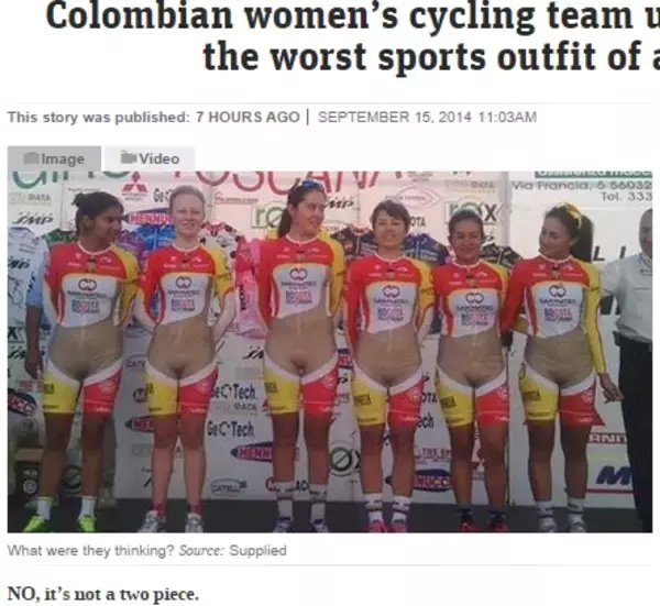 大事な部分がまる見え!?　コロンビア女性競輪チームの新ユニフォーム。