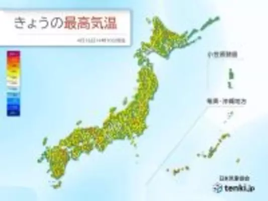 全国的に季節外れの陽気続く　北海道で「真夏並み」観測　明日も九州～東海25℃超か