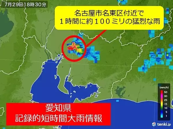 名古屋市100ミリ　記録的短時間大雨