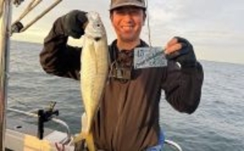 47cmギガアジ堂々浮上!【大阪】DEEPバチコンアジングで大型アジが船中連発