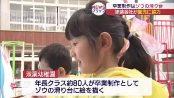 園児が滑り台に絵を描く 卒業制作に挑戦(福島)