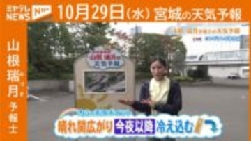 “晴れ間広がり 今夜以降冷え込む” 29日(水) 宮城の天気