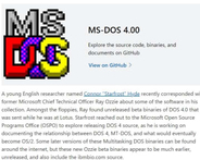 Microsoft、「MS-DOS 4.0」をオープンソース化
