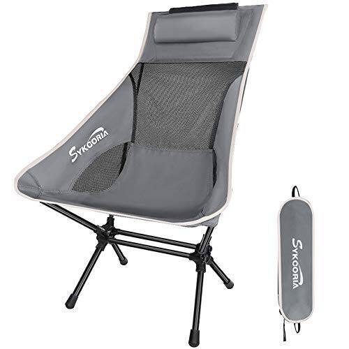 Sykooria アウトドアチェア おりたたみいす 耐荷重150kg ダブル型フレーム 安定性向上 ハイバックチェア 簡単組立 軽量 コンパクト 釣り 花火大会 BBQ 登山 キャンプ用