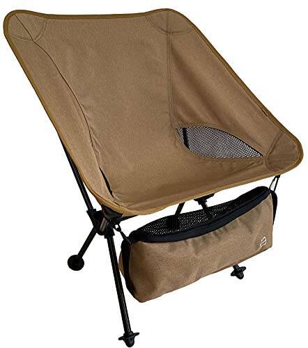 アウトドアチェア【2021Ver.】ウルトラライトフィットチェア ロータイプ 発色◎リッチな風合いのオックスフォードクロス生地 超丈夫A7075航空超々ジュラルミン製 リュックで軽々運べる ゆったり キャンプチェア 耐過重120kg 超軽量 900g コンパクト 収納サイズ 35×11cm (コヨーテ(ファブリック))