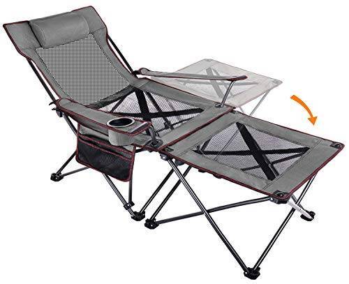 Sykooria アウトドア チェア 2IN1 キャンプ椅子 リクライニングチェア (カーキ)