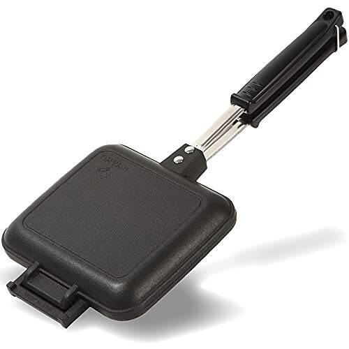 【 i-WANO × 燕三条 】 日本製 直火式 ホットサンドメーカーEL 両面フラット パン耳圧着なし 2枚のフライパンとしても使用可能 独自のオイルカット構造 パン耳カリふわの食感 上下取り外し可能 フッ素樹脂加工 パン耳まで柔らかい ホットサンドメーカー 直火 対応 ホットサンド アウトドア キャンプ にも 丸洗いOK MADE IN JAPAN