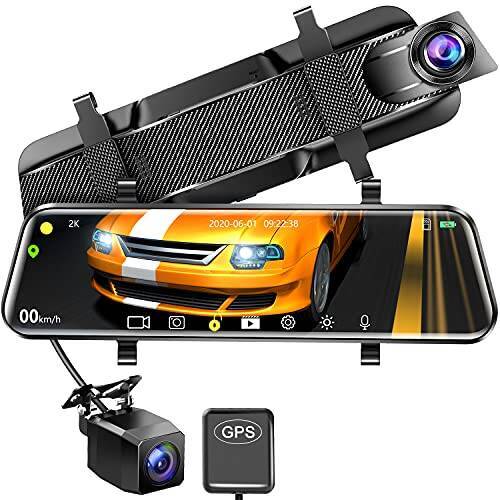 【進化版Sonyセンサー & 64Gカード付】 ドライブレコーダー ミラー型 前後カメラ ドラレコ 1440P 10インチ フルタッチパネル 超高解像度 GPS搭載 電波障害対策済 170度広角視野 HDR/赤外線暗視 駐車監視 上書き録画 Gセンサー 操作簡単 高速起動 日本語取扱説明書 GOOSERA 12ヶ月保証