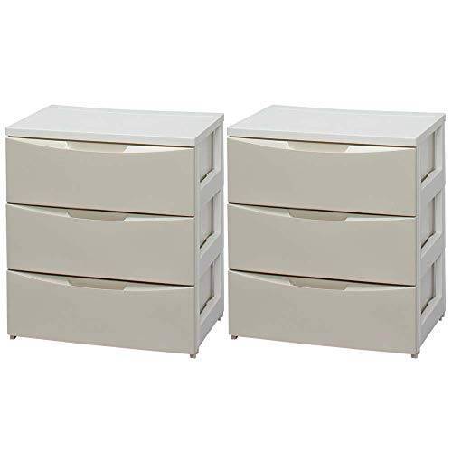 【2個セット】チェスト 3段 完成品 ワイドチェストCOD-553 ホワイト/アイボリー