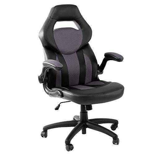 アイリスプラザ ゲーミングチェア オフィスチェア デスクチェア レーシングチェア ゲーム用チェア パソコンチェア ハイバック 腰痛対策 ひじ掛け付き 高さ調整機能 LSC-580 ブラック 7160200F 70×66.5×106.5~115cm