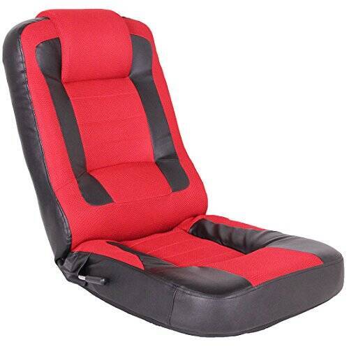 CYBER-GROUND ゲーミング座椅子 ゲーミングチェア メッシュ レバー式 14段階 リクライニング パーソナルチェア レッド 15110004 RE 【49156】