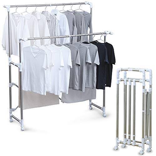 アイリスオーヤマ 洗濯物干し 室内物干し コンパクト収納 部屋干し時間短縮 布団も干せる キャスター付き 約4人用 多機能物干し 幅約81.5~140.5×奥行約45.0~81.5×高さ約107.5~175.0cm H-MH1417