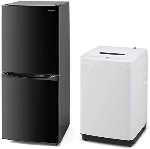 【新生活2点セット買い】アイリスオーヤマ 洗濯機 4.5kg + 冷蔵庫 142L ブラック