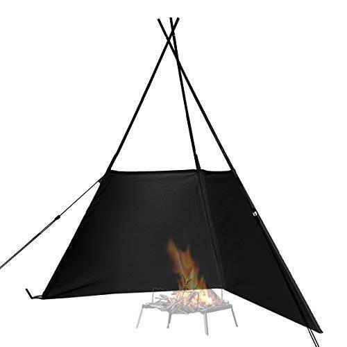 【Amazon.co.jp 限定】 DOD(ディーオーディー) タキビノムコウ 幅調整可能な ティピー型 ウィンドスクリーン WS3-786-BK