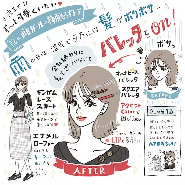 雨の日のヘアセット 湿気ですぐ崩れる説 夜までずーっと可愛くいるには Arの服リアルならこう着る ローリエプレス