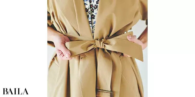 トレンチ着付け方レッスン 小川ゆう子さん発 共布ベルトのおしゃれな結び方 ローリエプレス
