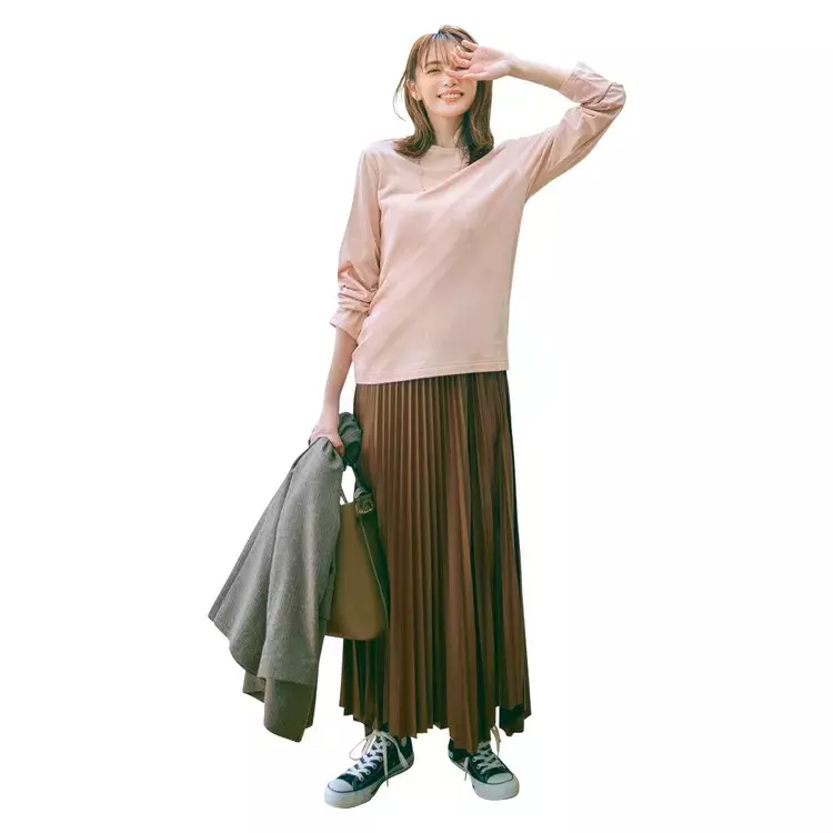 金曜日は くすみピンクとブラウン まろやか配色で女らしく 30代今日のコーデ ローリエプレス