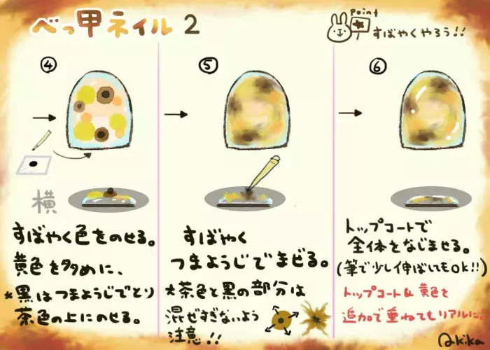 セルフで簡単 大人可愛いべっ甲ネイルのやり方 イラスト ローリエプレス