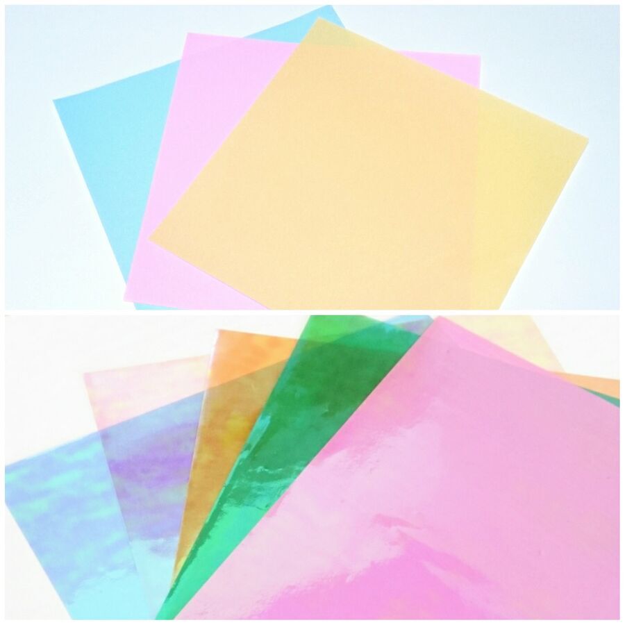 上:通常の折り紙　下:パール折り紙