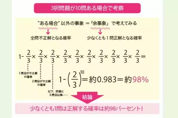 試験の ヤマカン が当たる確率を 余事象の確率 で検証 勘も捨てたもんじゃない ローリエプレス