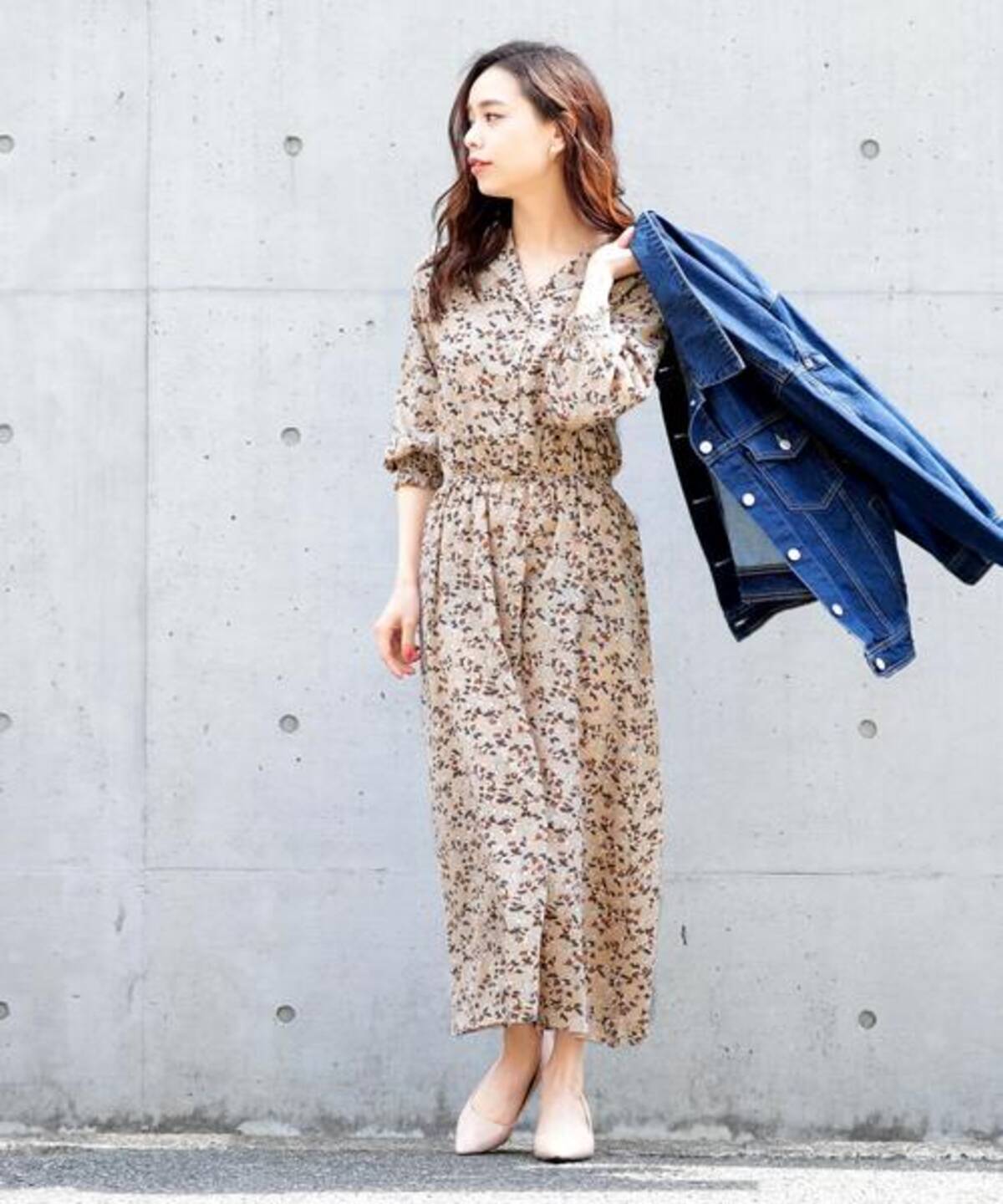 花柄ワンピース コーデ