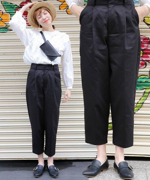 黒パンツでクール系女子に スキニー ワイド テーパード を使用したコーディネート ローリエプレス