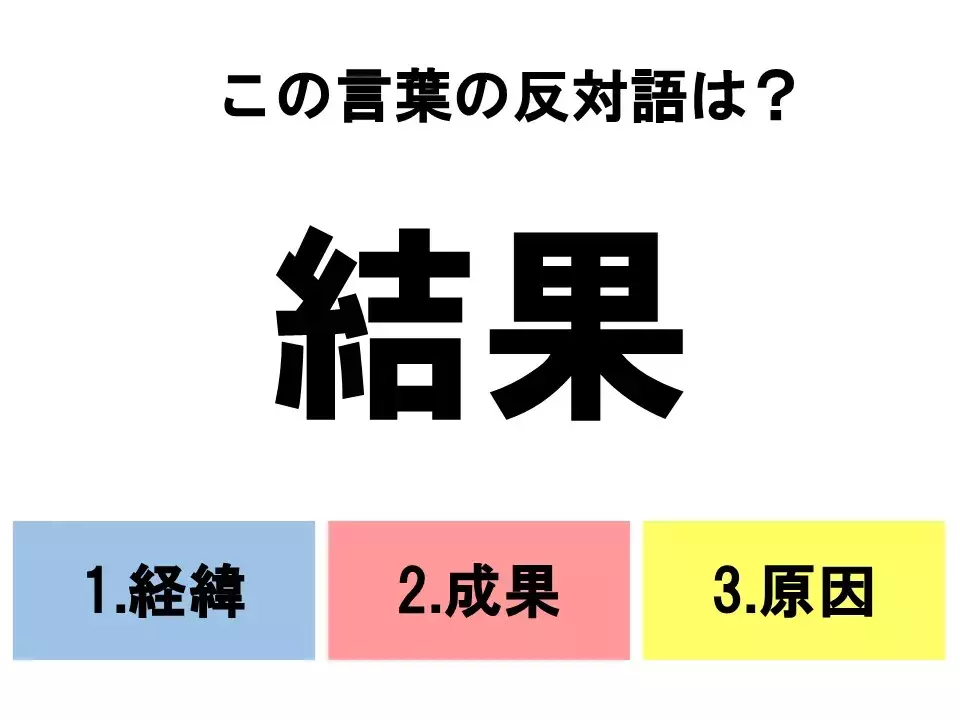 分かるとスッキリ 3択反対語クイズ この言葉の反対語は ローリエプレス