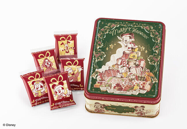 【東京ばな奈】サンタ姿の「ミッキーマウス」とメリークリスマス！スペシャル缶とイヤープレート付きセットが数量限定登場。通販先行受付も開始の7枚目の画像