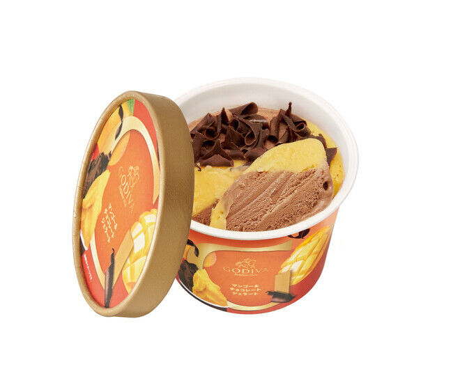ゴディバのカップアイスに、マンゴーのジェラートが登場。「マンゴー＆チョコレート ジェラート」新発売の1枚目の画像