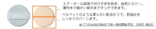 イニスフリーから待望の皮脂コントロールパウダー*1入りクッションファンデ「ノーセバム パウダー クッション」 2021年8月1日(日)より発売開始の4枚目の画像