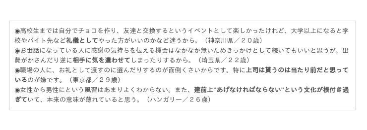 20代独身女性へ意識調査！バレンタインデーは“あってもなくてもよい”が48.6％の8枚目の画像