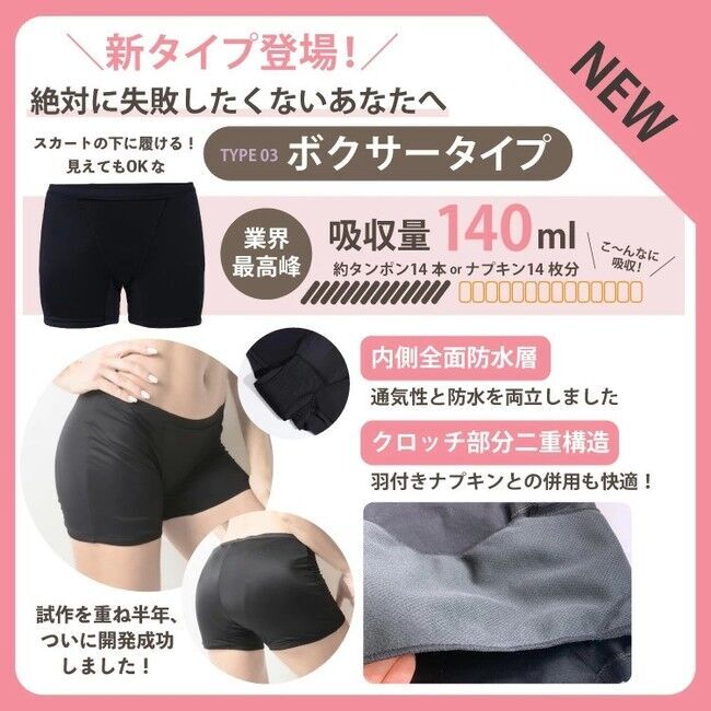 日本発！サニタリーショーツ「LAQREE パンツ」からナプキン14枚分(140ml)の超吸水型ボクサータイプ発売！ジュニアサイズも2021春に新発売の10枚目の画像