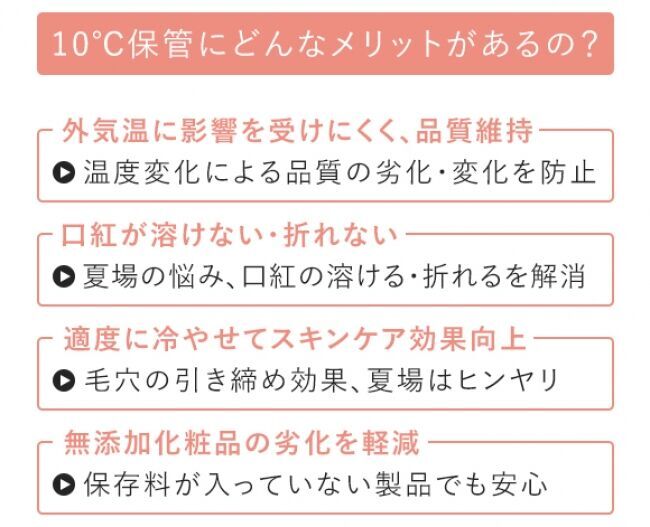 海外で大人気のコスメ専用冷蔵庫「PINKTOP」日本初上陸!!化粧品に最適な10℃を維持。コスメもサプリもこれ一台に！の7枚目の画像