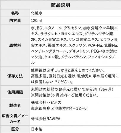 株式会社RAVIPA（代表取締役：新井亨）の販売するASHADA化粧水が楽天公式サイトでお得に購入できるようになりました。の2枚目の画像