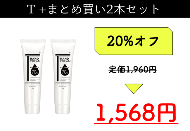 Withコロナ時代のハンドクリーム！アルコール70％含有＆保湿力も兼ね備えた「T＋（ティープラス）」が先行発売中の9枚目の画像