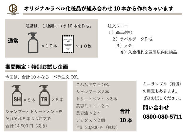 《OEM化粧品が10本からできるOPHでNEWキャンペーン開始。》の1枚目の画像