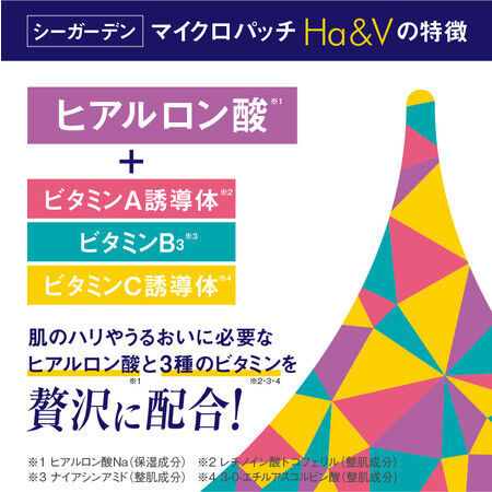 【新商品】目元や目じり、ほうれい線が気になる方へ。ヒアルロン酸に3種類のビタミンを配合「シーガーデン マイクロパッチ Ha＆V」登場！の4枚目の画像