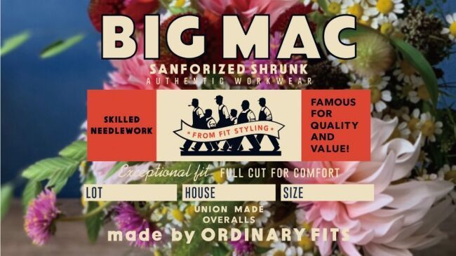 BIG MAC made by ORDINARY FITS x 花勝　FLOWER SHOPのコラボレーション企画を大阪梅田中崎町にある USEDを拡張する進化型古着屋"森"にて開催いたします。の1枚目の画像