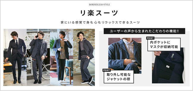 【青山商事×CCCマーケティンググループ】新ビジネスウェア「BORDERLESS STYLE」、「THE SUIT COMPANY」店舗とオンラインショップにて10月1日より販売開始の2枚目の画像