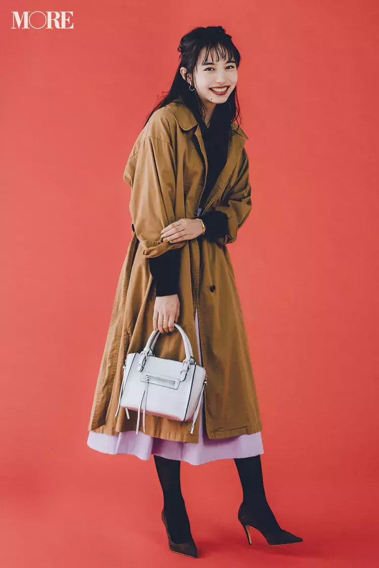 今日のコーデ ユニクロのメンズニット ガウンみたいなトレンチコートで通勤フェミニンにこなれ感を 井桁弘恵 ローリエプレス