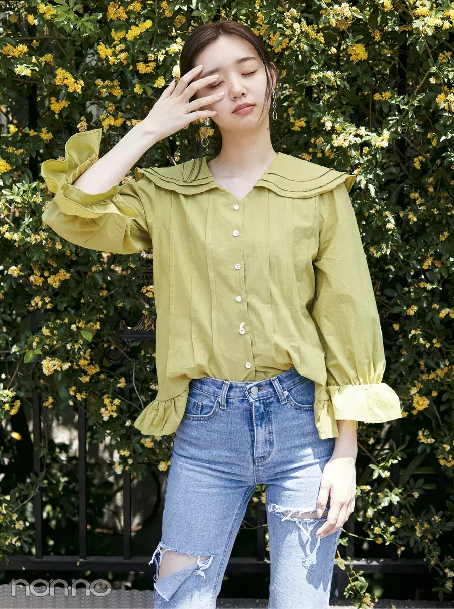 韓国ファッション18夏 レトロなフリルブラウスコーデがイン ローリエプレス