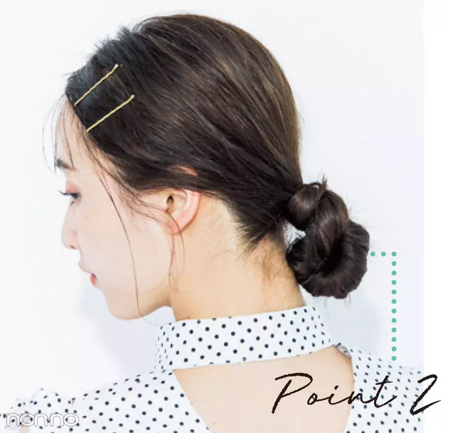 前髪 ひとつ結びヘアアレンジ プールや浴衣にも ぐるりんだんごのやり方 ローリエプレス